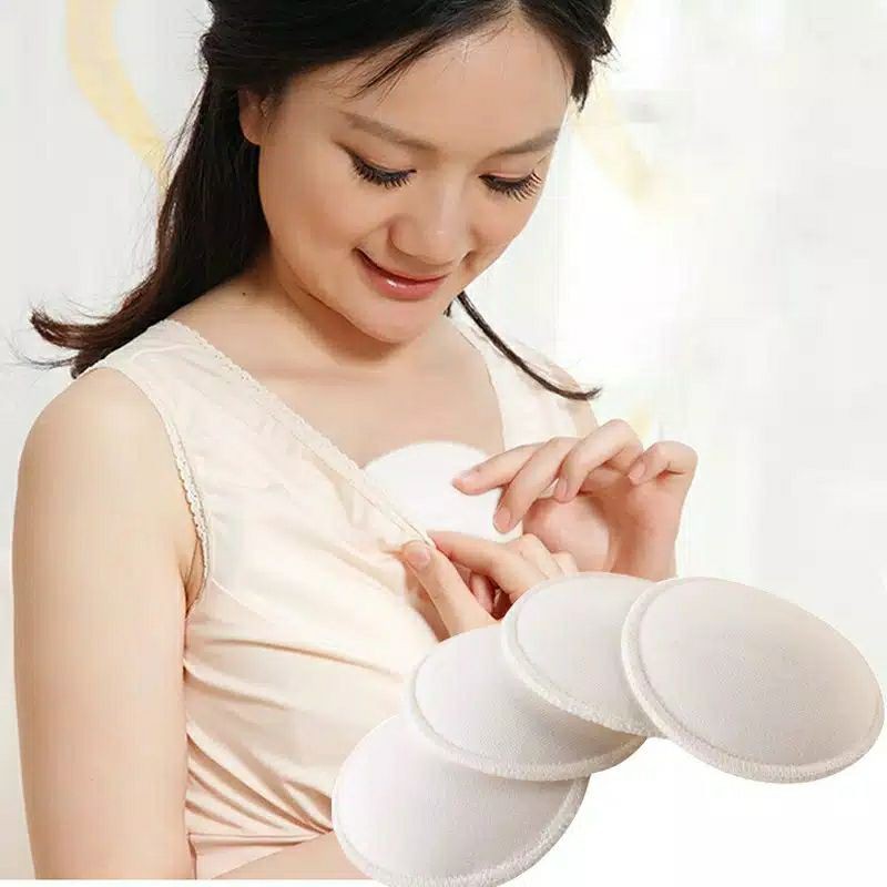 Breast Pad Penyerap Asi Cuci Ulang Sepasang (2 pcs) Motif Polos Warna