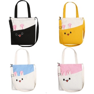 Twenty Bag - Tas Tote Bag Wanita Resleting Terbaru 2022 Aesthetic Kekinian Motif Carakter Rabbit Kelinci Korea Style Multifungsi