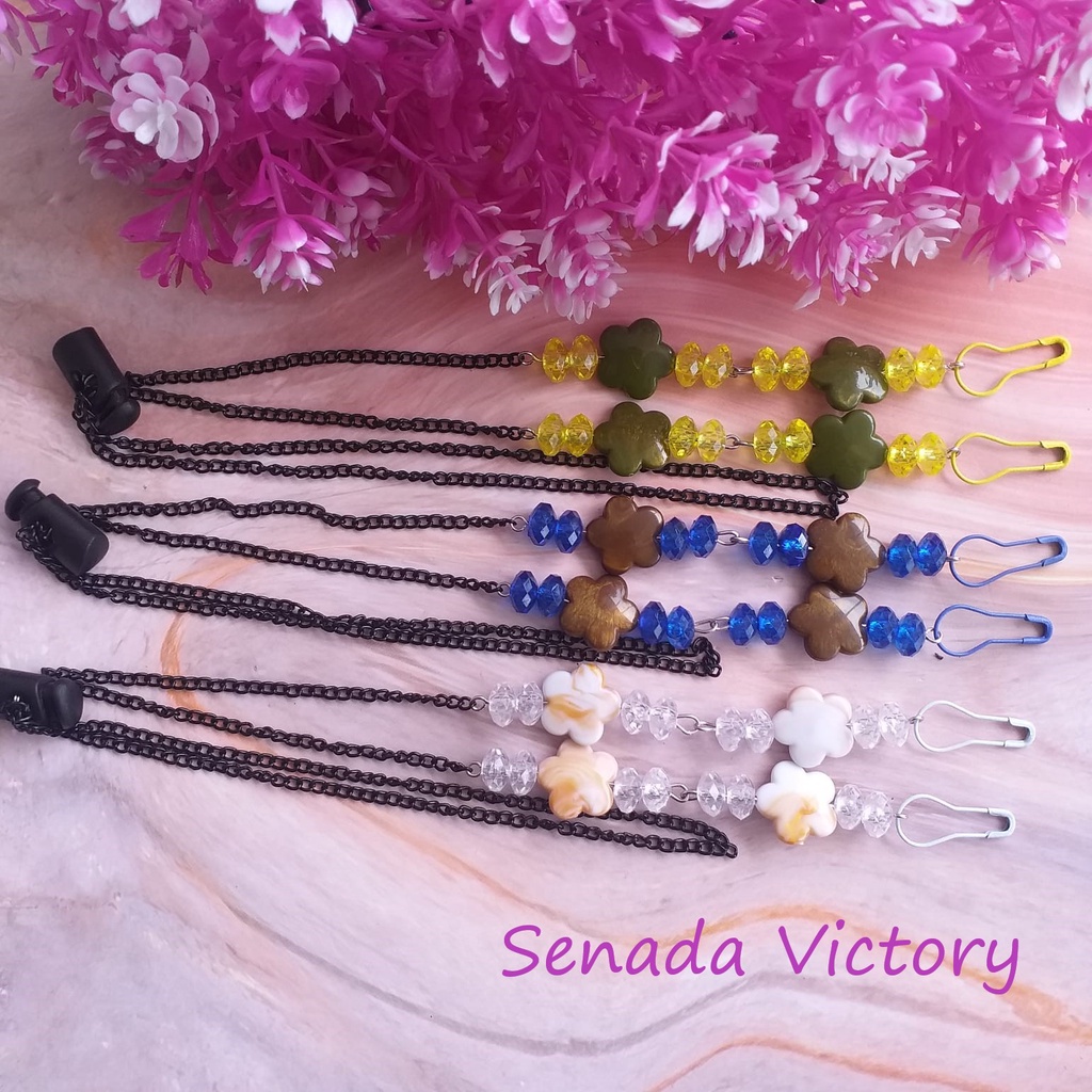 Senada Victory Kalung Masker Bunga Kristal 2 in 1 Konentor Hijab SKM03