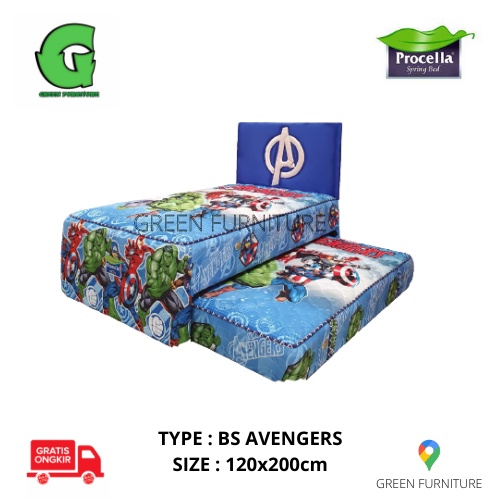 Spring bed Sorong Anak/Bed Sorong anak procella 2 in 1 matras kasur bed sorong single