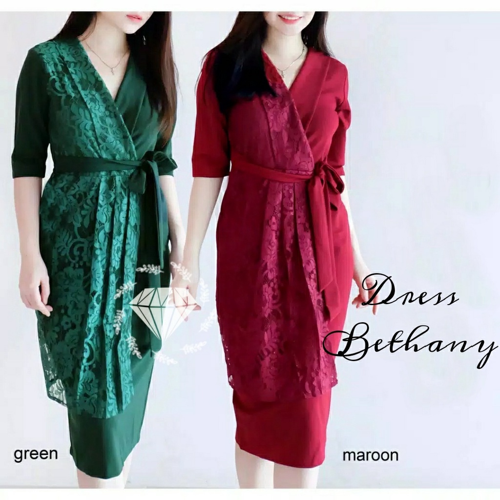 REAL VIDEO Dress Brukat Thany SIZE L - XL 4WARNA / TC / Christmas Dress Jumbo / Dress Natal Big Size