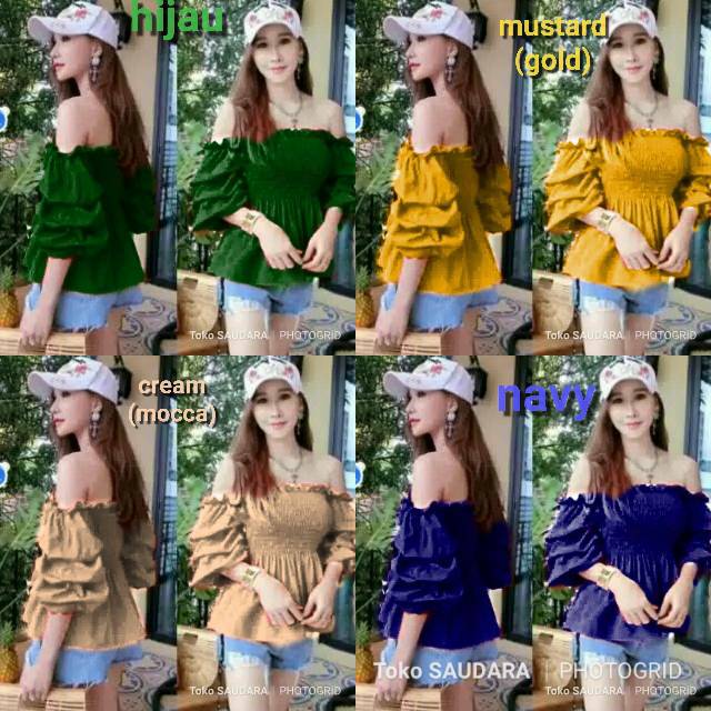 Sabrina kerut babydoll lengan susun