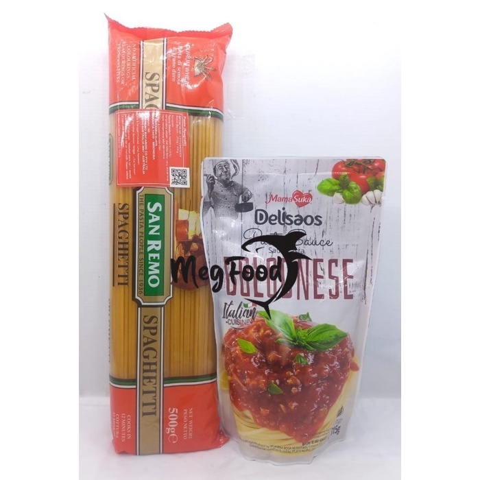 

Paket Pasta San Remo Spaghetti + Mamasuka Delisaos Bolognese 315gr
