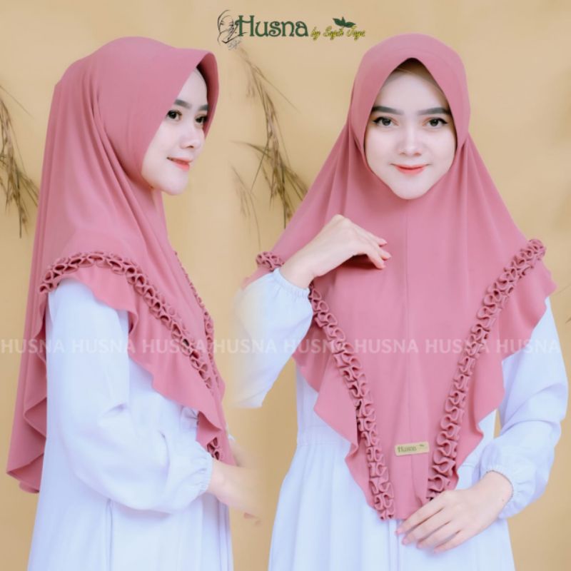 BERGO IXORA ORI HUSNA BY SUGIH JAYA /ROPEL NON PET KHIMAR JERSEY SUPER TALI KEPANG KERUDUNG BERGO MA