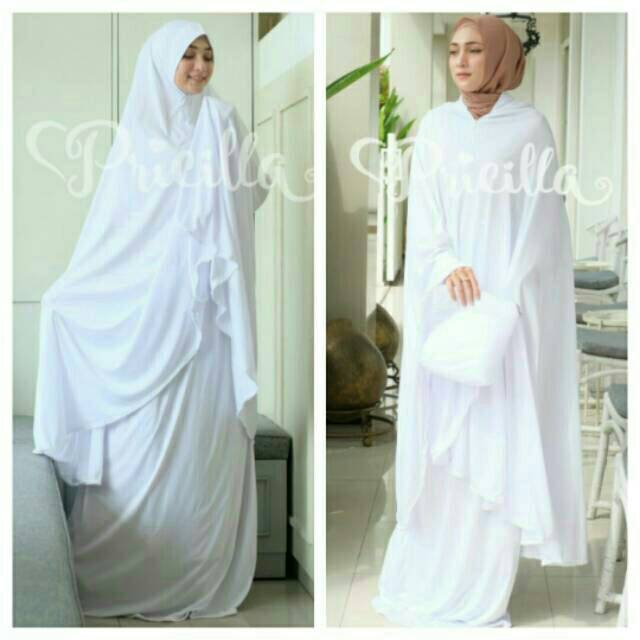 Mukena Rayya 2in1 Soft Pad Pocho By JBB Pricilla Hijab Haji dan Umroh dengan ataupun tanpa Tudung
