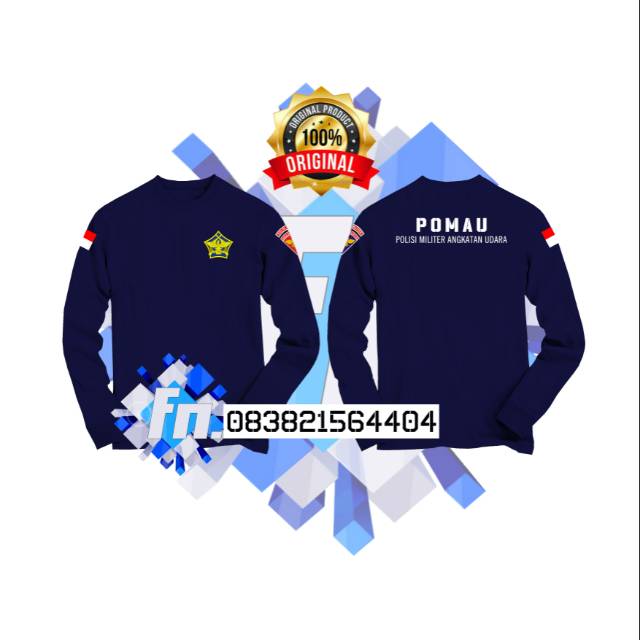 Kaos/T-shirt/Kaos Distro POMAU (Polisi Militer Angkatan Udara) - Lengan Panjang