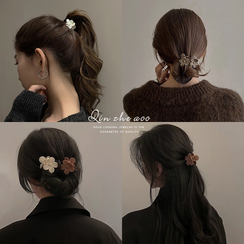 Vintage Warna solid Bunga Jepit Rambut ponytail Tinggi Tetap Ambil Klip Korea Hiasan Rambut