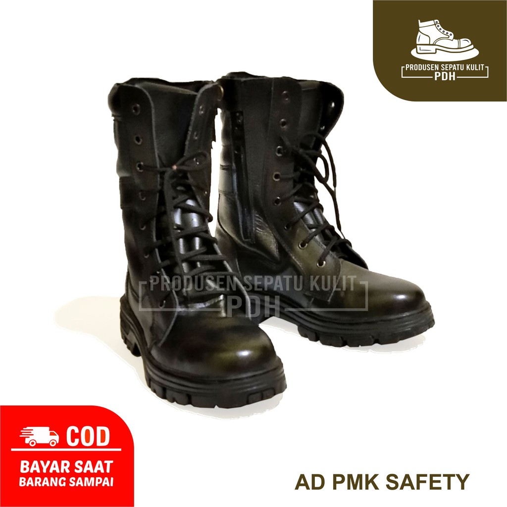 (UK 47 48) SEPATU PDL BIG SIZE/JUMBO PDL SAFETY STANDART TNI/MILITER HITAM - AD_PMK