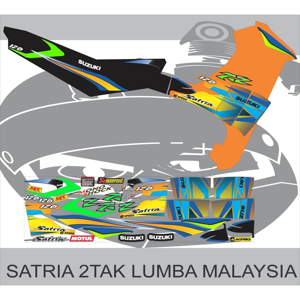 STIKER STRIPING VARIASI SATRIA 2TAK LUMBA MALAYSIA