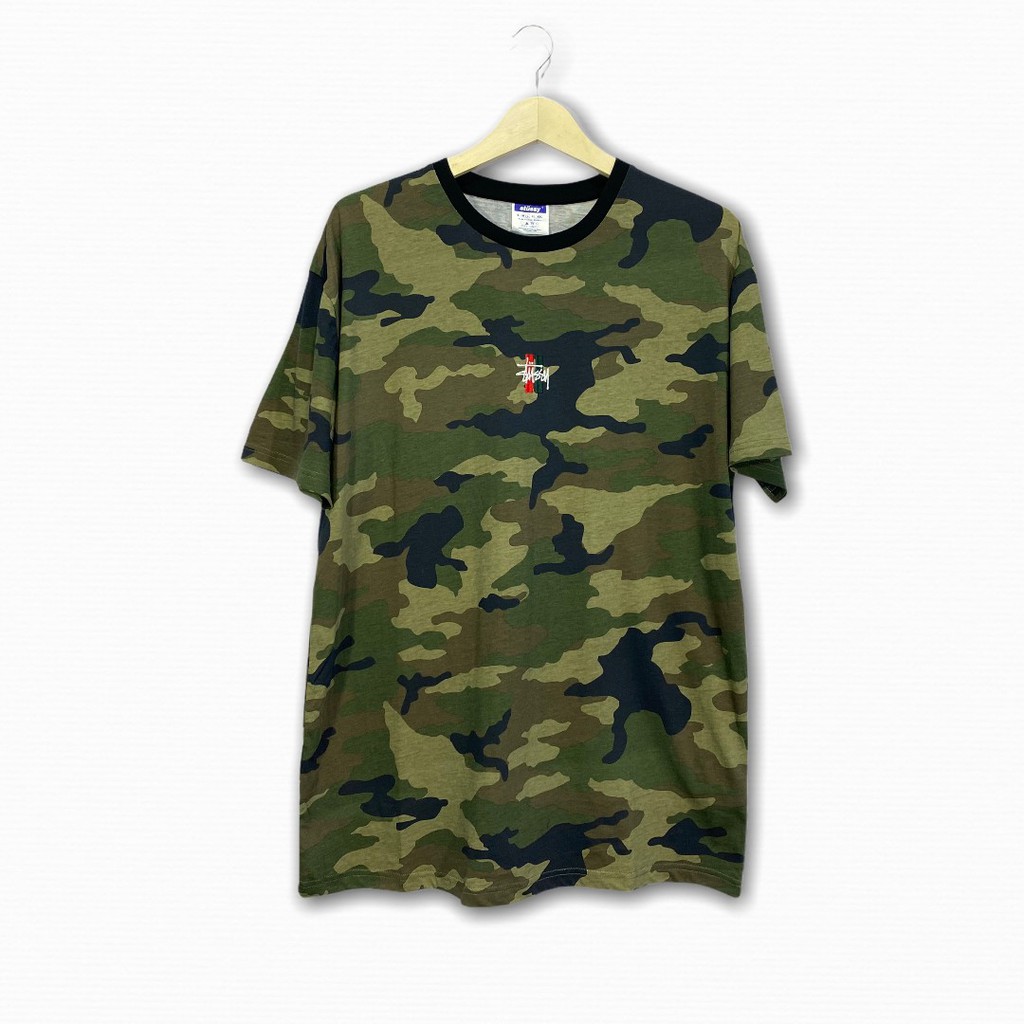 STUSSY BARS LOGO TEE CAMO