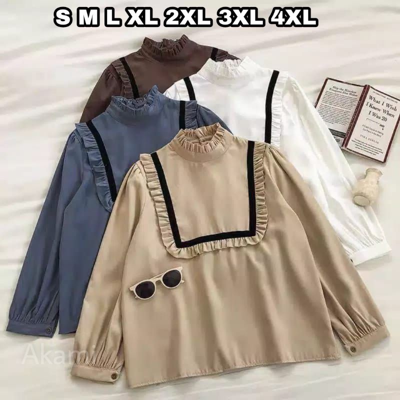 Akami Blouse Big Size Ukuran Size S M L XL 2XL 3XL 4XL XXL XXXL  XXXXL 2L 3L 4L 5L  Atasan Blouse Wanita Jumbo Atasan Big Size Kemeja Kerja Korea Over Size