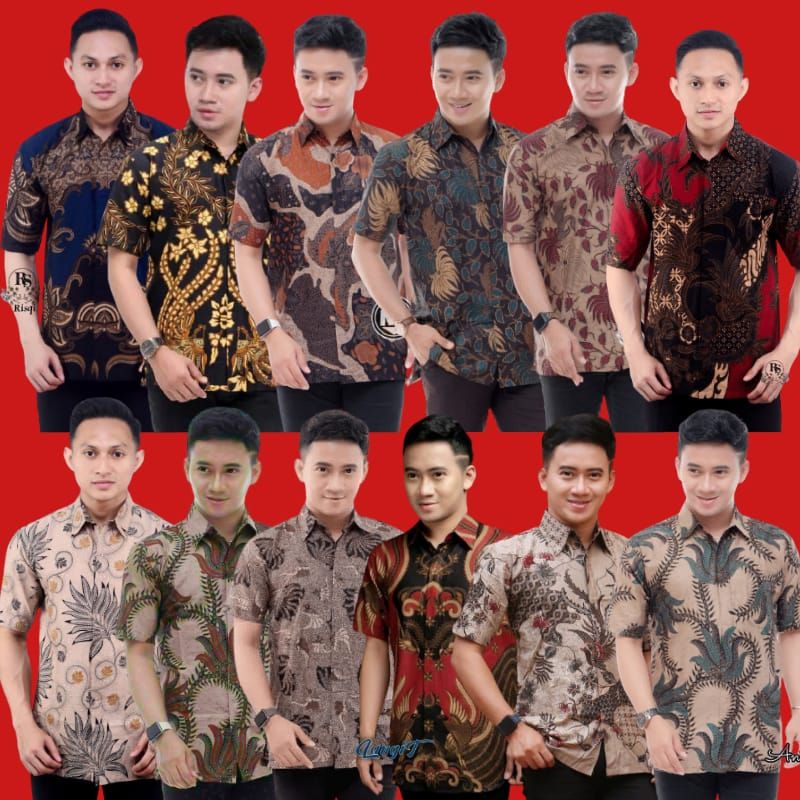 KEMEJA BATIK PRIA LENGAN PENDEK SIZE M L XL XXL BSWART BatiK HRB026 Kenongo Hem Panjang Padi KENONGO