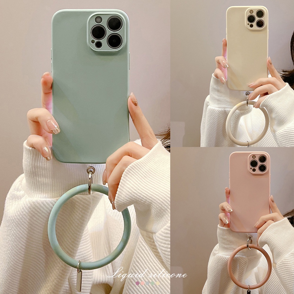 IPHONE Musim Panas Solid Warna Cahaya Perlindungan Penuh Casing Ponsel Cover Dengan Gelang Silikon Untuk Iphone7 8 PLUS X XR XS 11 12 13 14 MINI PRO MAX SE 2020