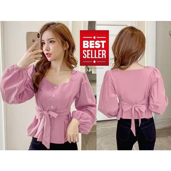 Blouse Aira Top Square Neck Korean Style