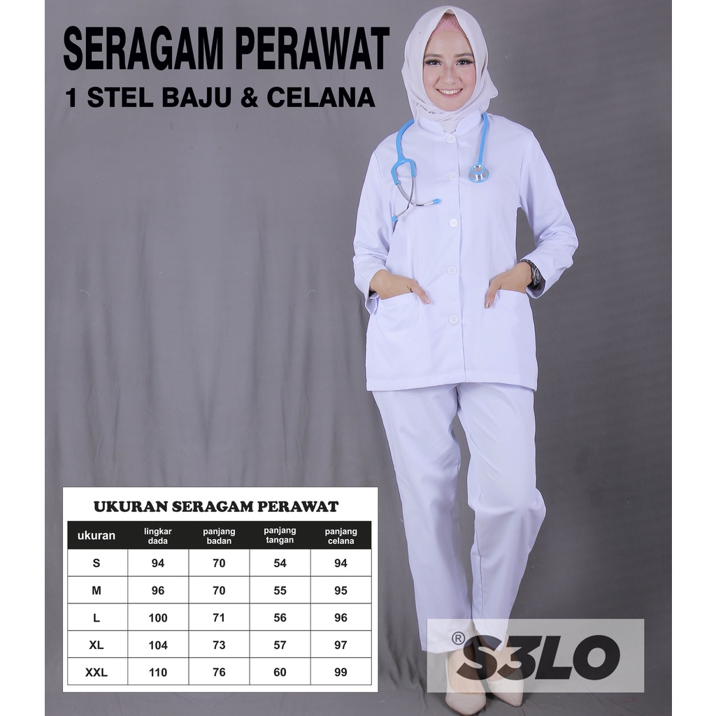 Baju perawat Seragam Perawat Wanita Lengan Panjang Baju Perawat Wanita Lengan pendek Putih