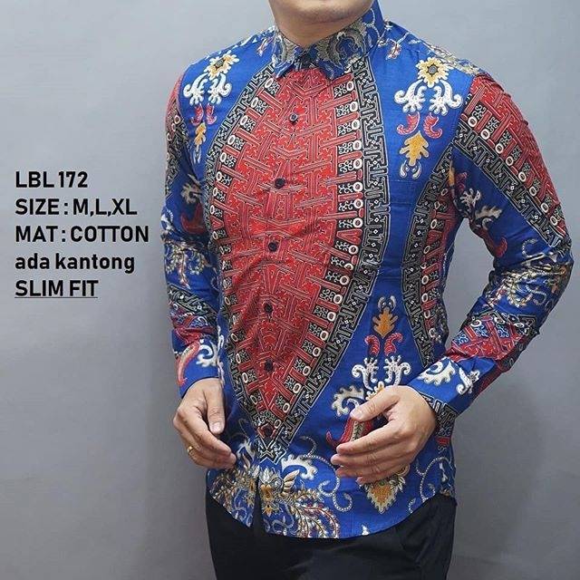 BAJU KEMEJA BATIK PRIA SLIM FIT LENGAN PANJANG LUIGI BATANI LBL172