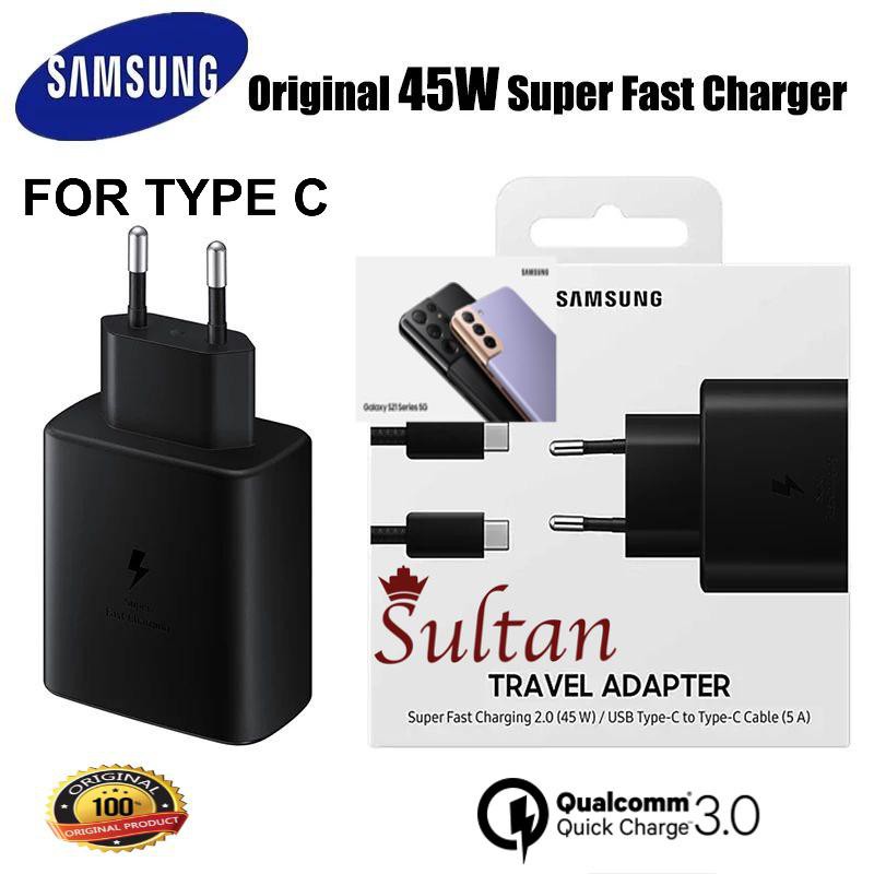 Super Fast Charging travel adaptor 45W Charger Samsung Galaxy S21 Ultra S20+ Note 10 Plus  USB-C TO C