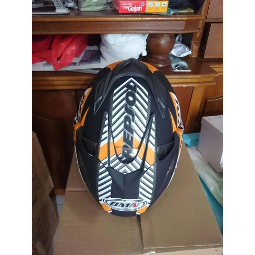 Berkualitas Helm 2 kaca  Double Visor  Murah Black doff Marquez Repsol Honda DMN