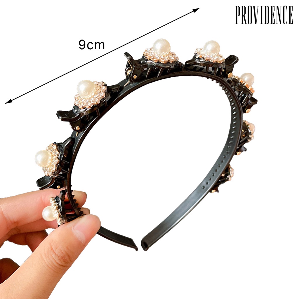 Providence Faux Pearl Eight Small Clips Headband Resin Double Layer Non-slip Bangs Clip Hair Hoop Hair Accessories