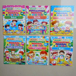 Buku Anak, buku belajar Menggunting Menempel dan Mewarnai | Shopee