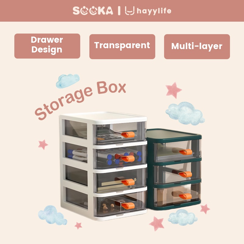 Sooka Kotak Penyimpanan Desktop Transparan - laci kecil laci penyimpanan alat tulis HL-AGB599