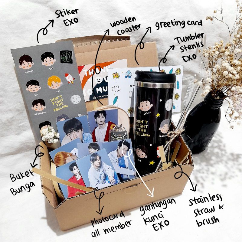 

HAMPERS EXO TUMBLER BOTOL | GIFTBOX KPOP | HAMPERS KPOPERS | GIFT SOUVENIR HADIAH KADO ULANG TAHUN WISUDA ANNIVERSARY SWEET SEVENTEEN VALENTINE NATAL LEBARAN IDUL FITRI TAHUN BARU GRADUATION NEW YEAR BIRTHDAY