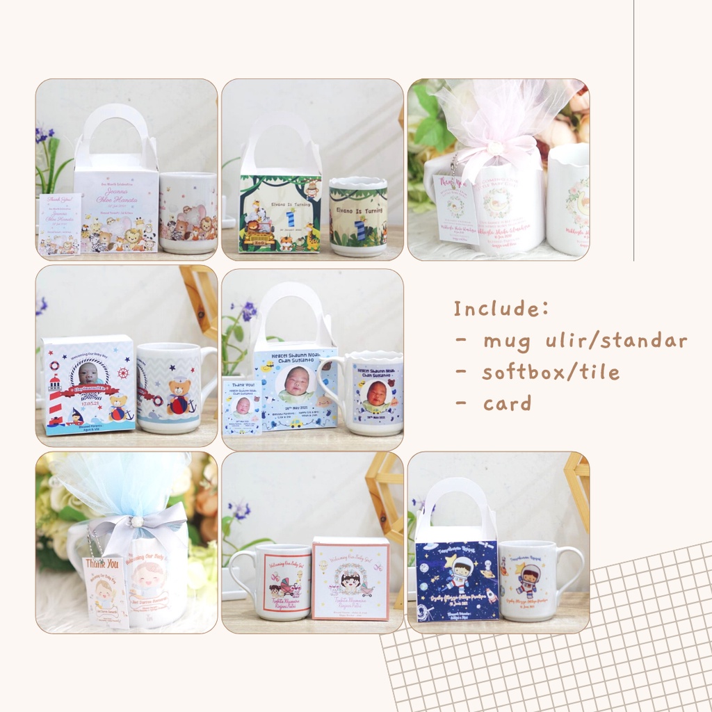 Souvenir Gelas Custom|Souvenir Custom Ulang Tahun Anak|Souvenir Pernikahan Anniversary|Mug Ulir