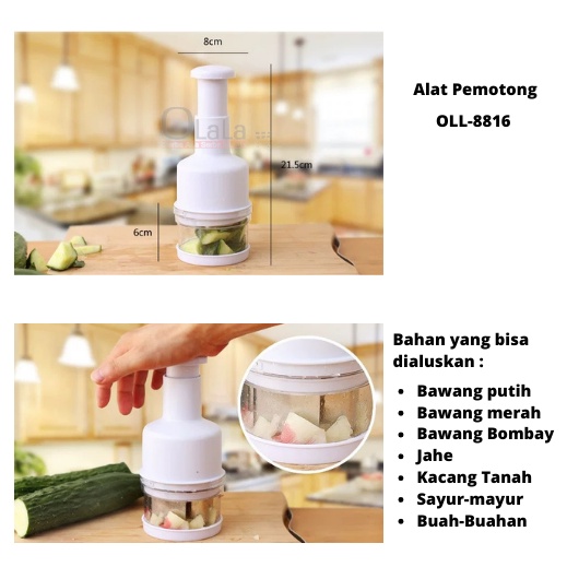 Slap Chopper Manual Penghalus Bawang Sayuran Bumbu Dapur Multifungsi OLL-8816