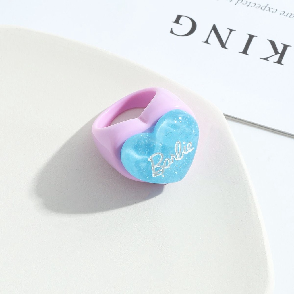 MXBEAUTY Geometric Resin Ring Trendy Fashion Jewelry Finger Rings Letter Heart Cute Korean Cartoon Girls Acrylic