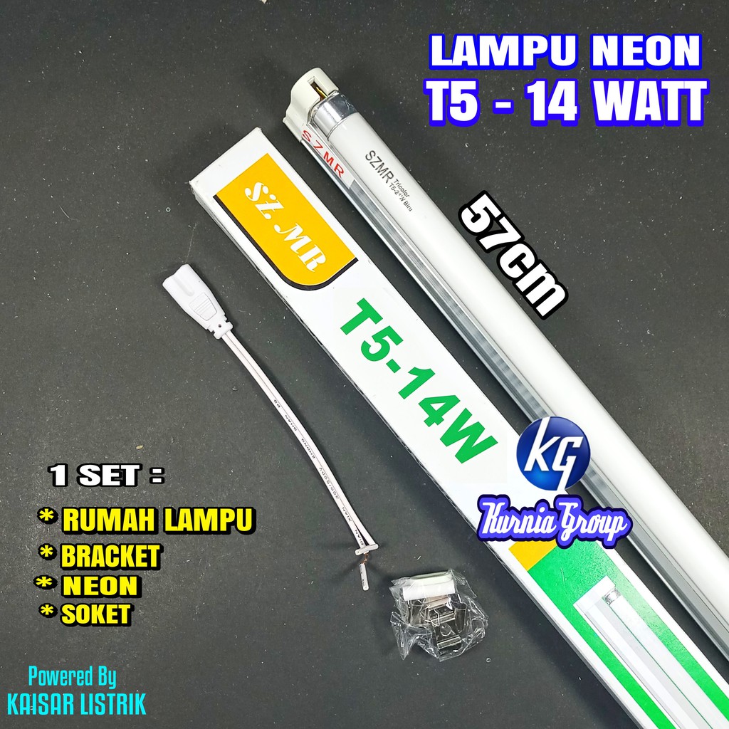 Lampu Neon T5 8watt 57cm PUTIH LED Satu Set Neon Etalase Toko Cafe Rumah Makan Isi ulang galon 8w