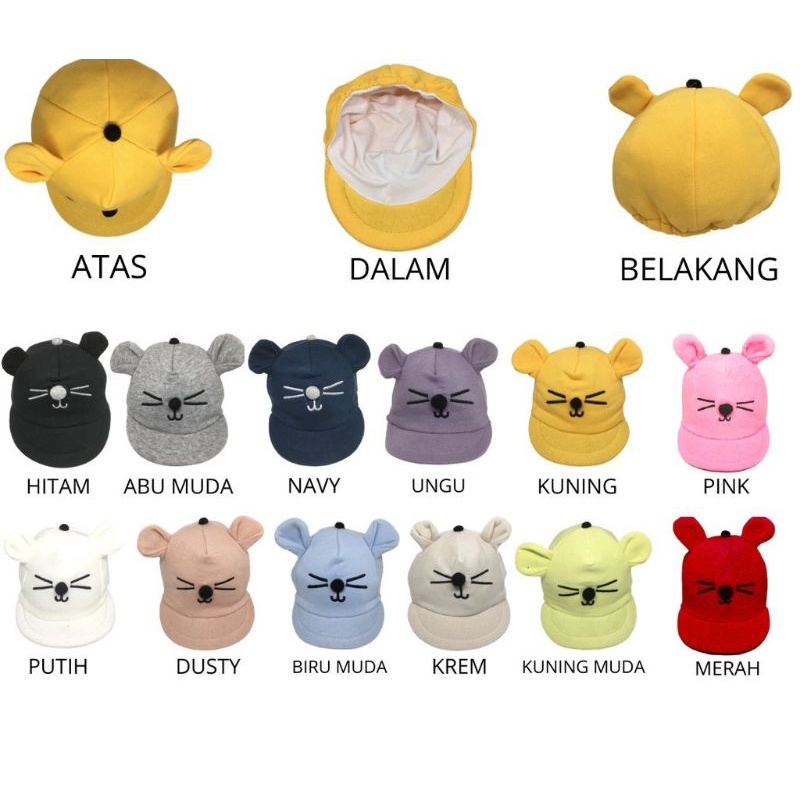 Topi bayi laki laki perempuan motif kucing,Topi anak batita-Kucing