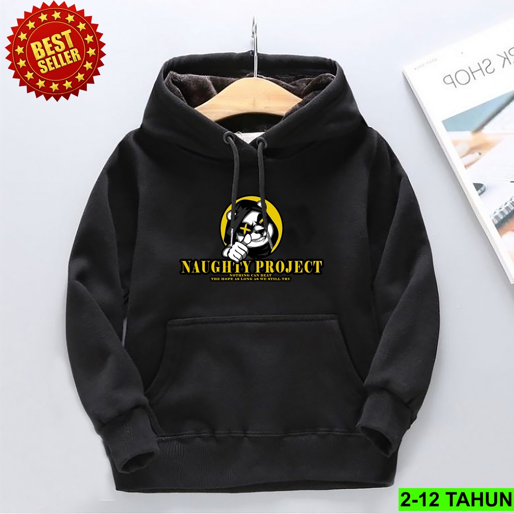 Switer Anak Laki Laki dan Cewek Usia 2 - 12 Tahun Hoodie NAUGHTY PROJECK Terbaru Bisa COD