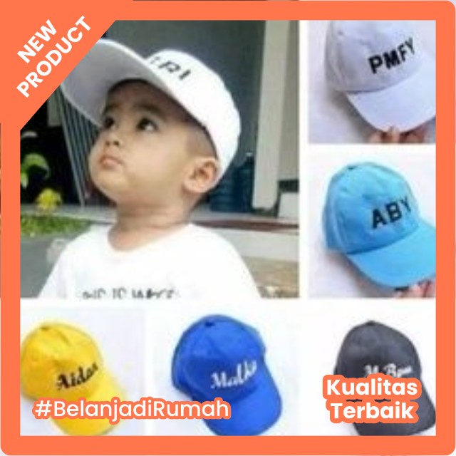 Topi Nama anak Bordier Pria Wanita/topi babseball/kupluk rajut nama/rajut pompom/topi