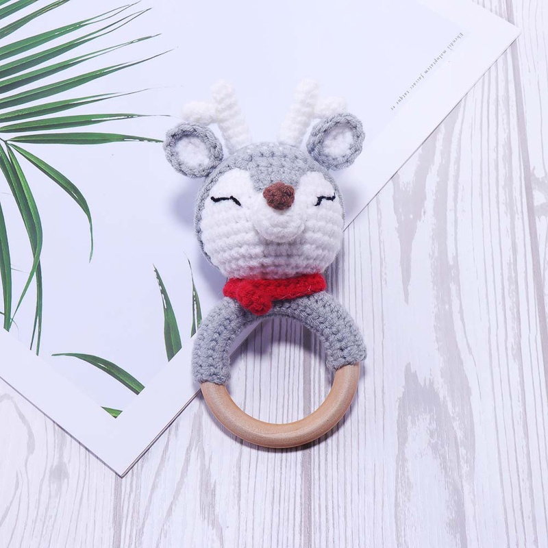 Mary Mainan Teether Bayi Newborn Model Rusa Crochet Bahan Kayu DIY