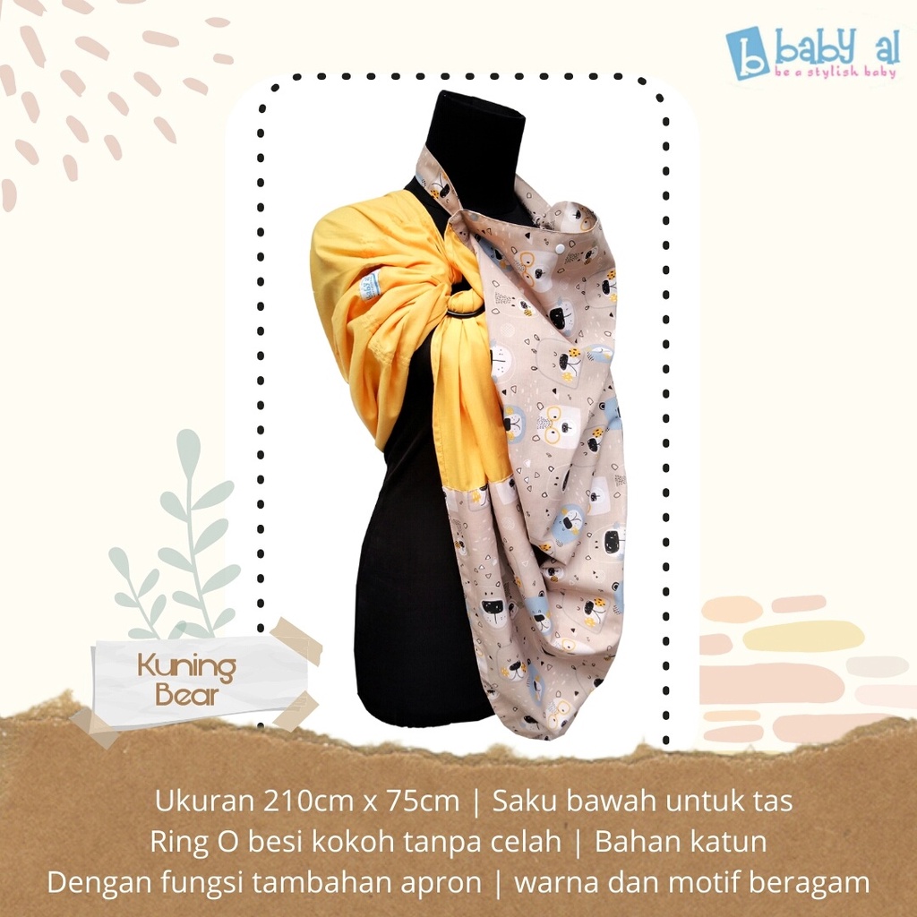 2in1 Baby Al Gendongan Ring Sling with Nursing Apron Motif - Penutup Menyusui