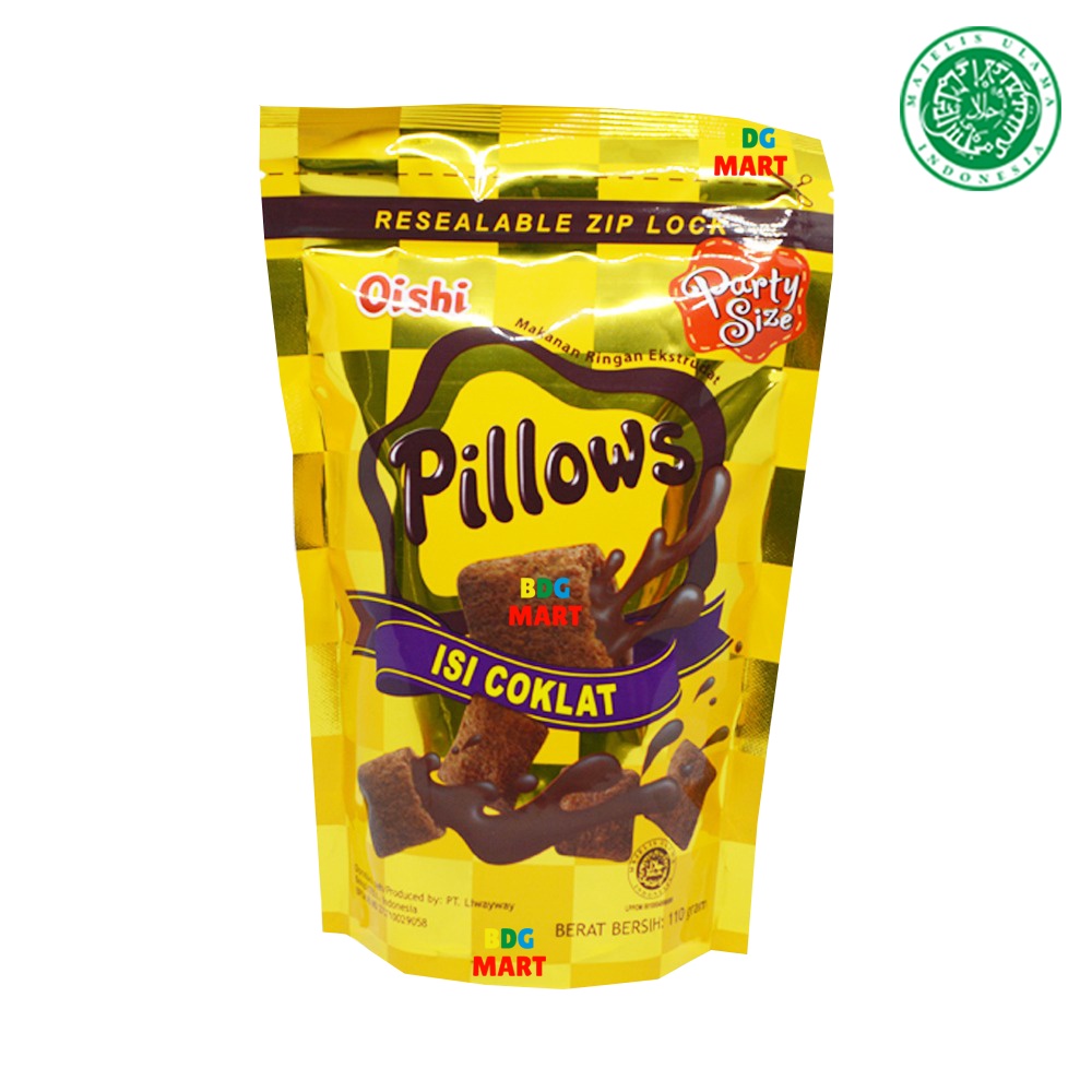 

POUCH Oishi Pillow Coklat Snack Bantal Isi Krim Cokelat Halal - 110gr