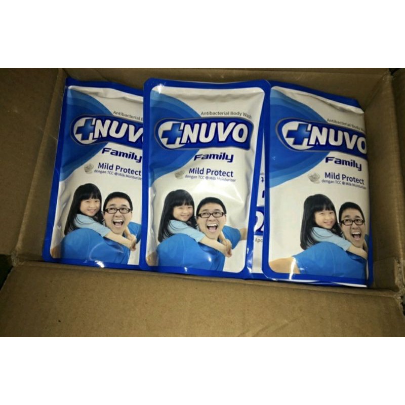 Nuvo Body Wash 400/450 ml Sabun Mandi Cair Refil Mild Total Protect Anti Bacterial Bakteri Biru Merah