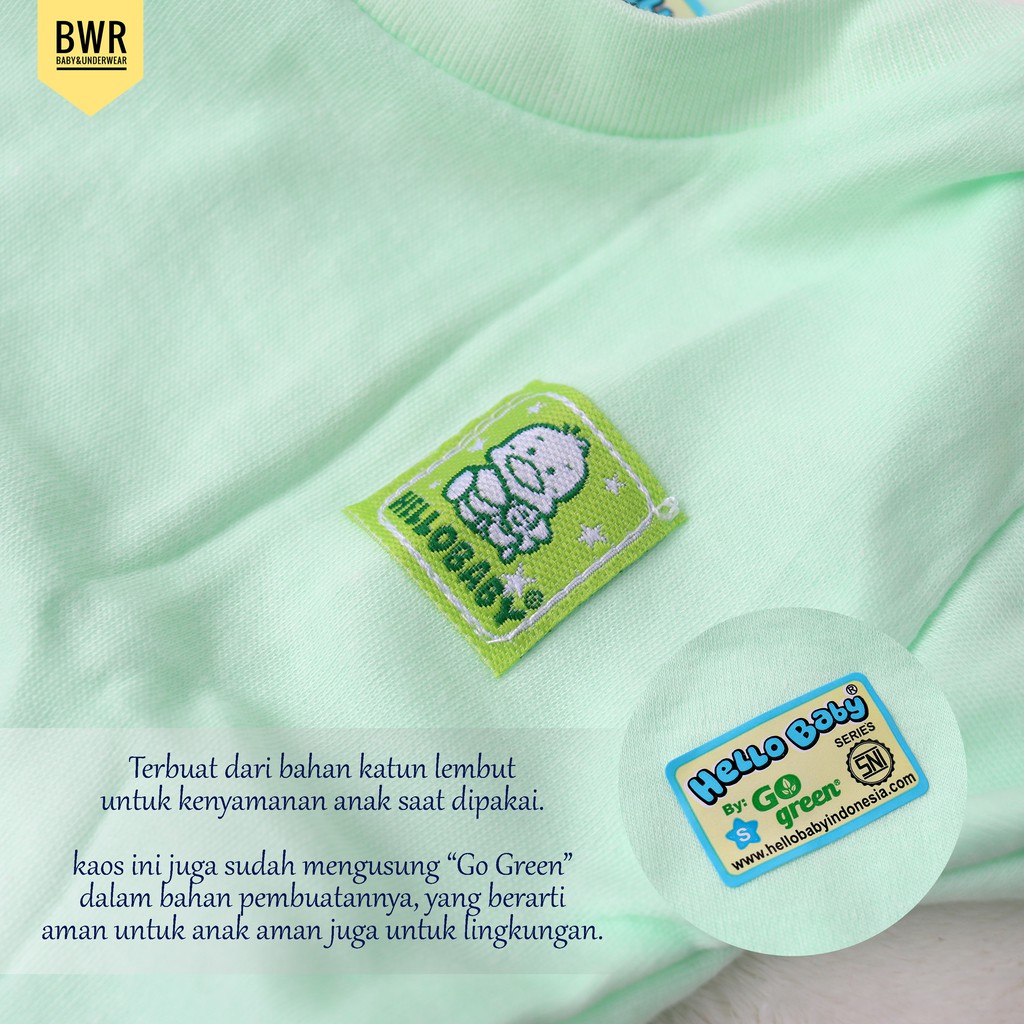 Kaos HELLO BABY Pendek Warna Polos | Kaos Oblong Anak Usia 1~3 Tahun - Bwr IX