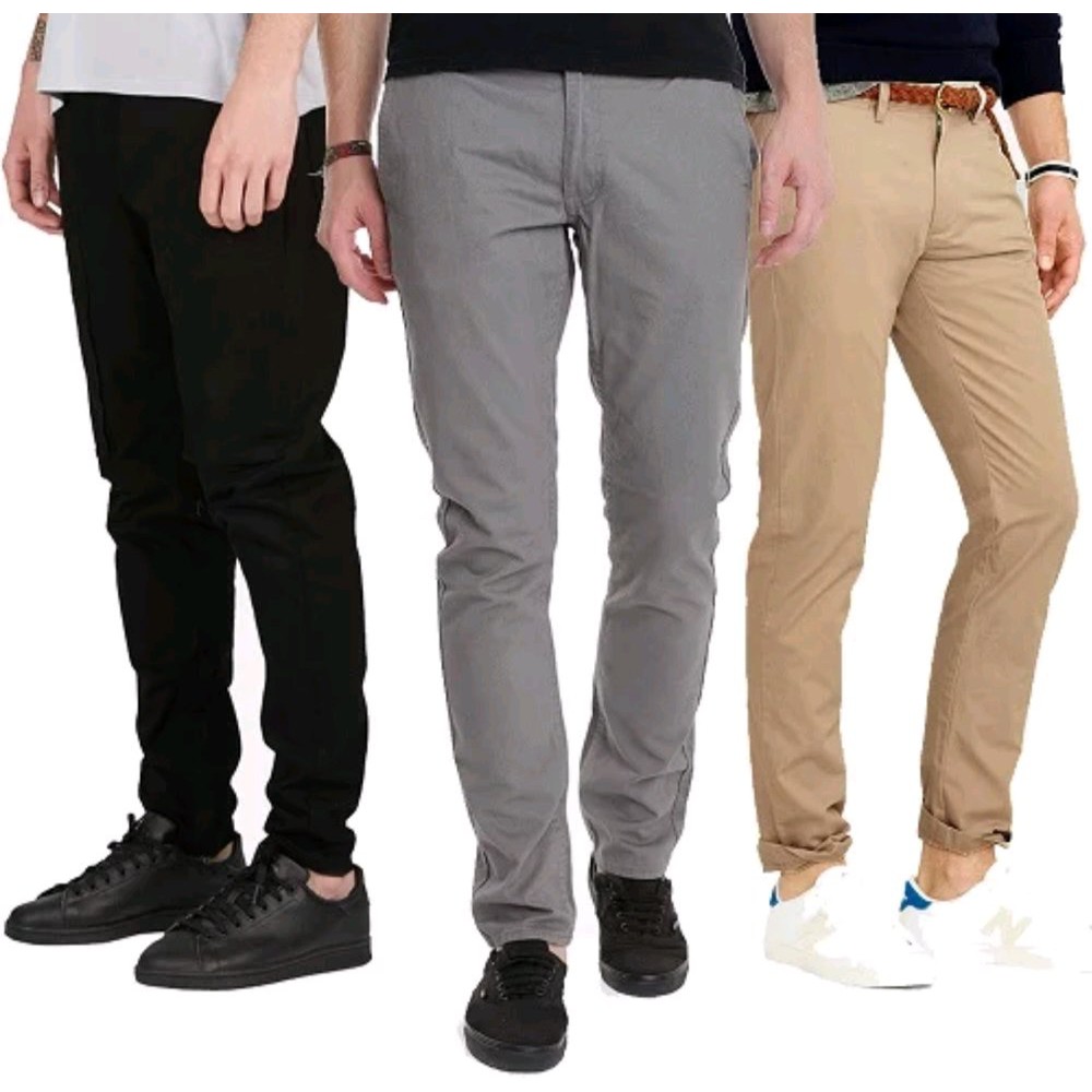 Celana chino panjang pria model pensil slim
