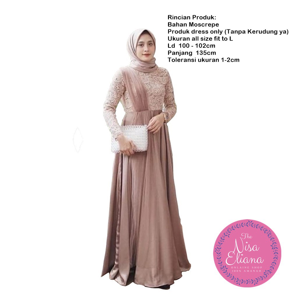 Stevia Dress | Outfit Kondangan | Gamis Brokat Moscrepe Premium