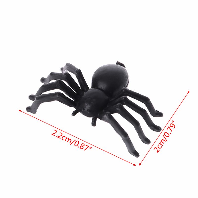 Mary 50Pcs Mainan Spider Palsu Plastik Hitam Kecil Lucu Canda Prank Props Halloween Deco