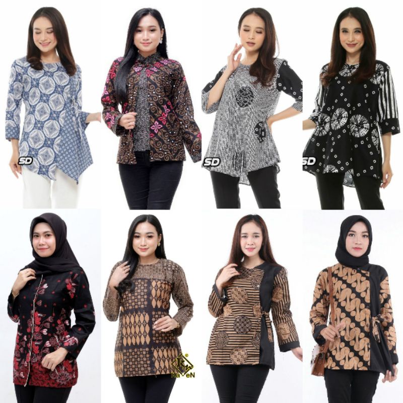 Tey-17 Batik Wanita Asj Sa Hrb026 Kenongo Kemeja Tosca Pendek