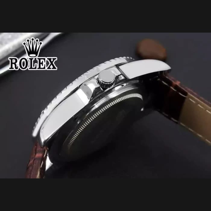 Jam Tangan Rolex Pria Tanggal Aktif Tali Kulit - Coklat