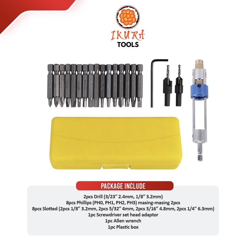 Mata Bor Obeng Bolak Balik Flip Mata Bor Countersink Kayu Drill bit Screwdriver set