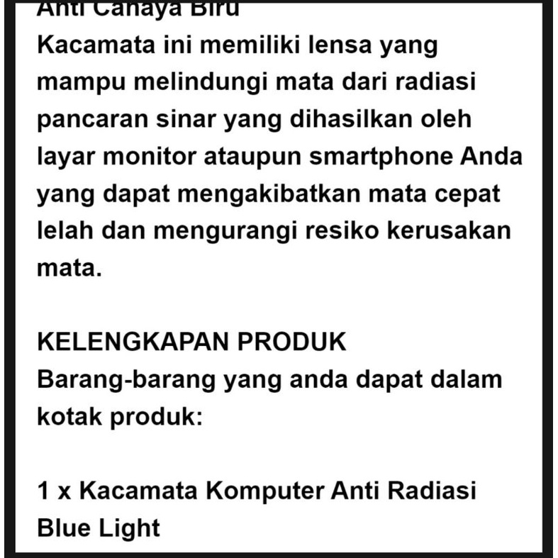 KACAMATA ANTI RADIASI HP KOMPUTER UNISEX