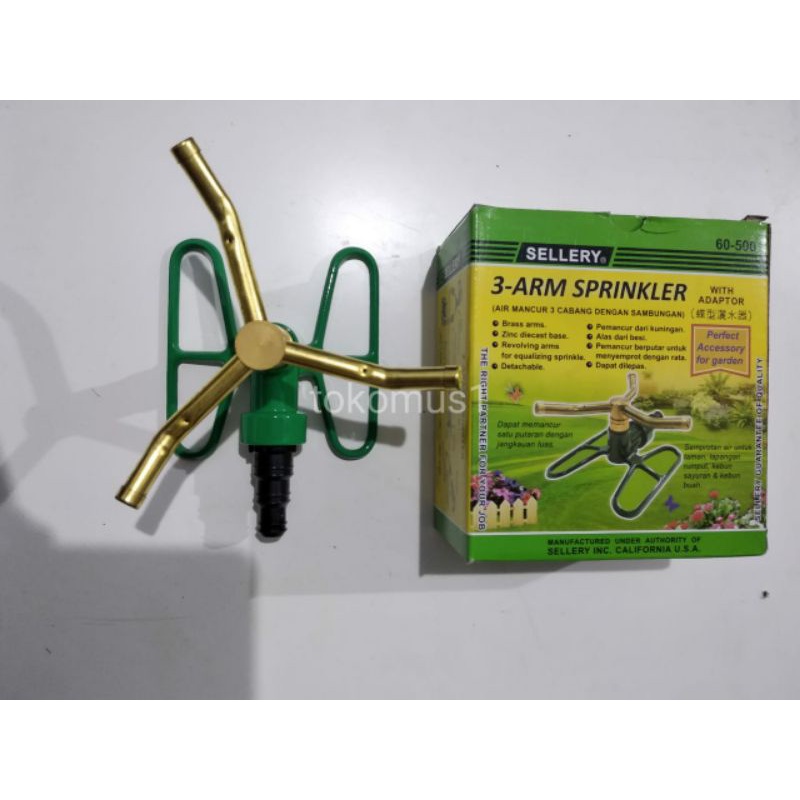 SEMPROTAN AIR MANCUR TAMAN 3 ARM SPRINKLER/ROTARY SPRINKLER SELLERY 60-500/