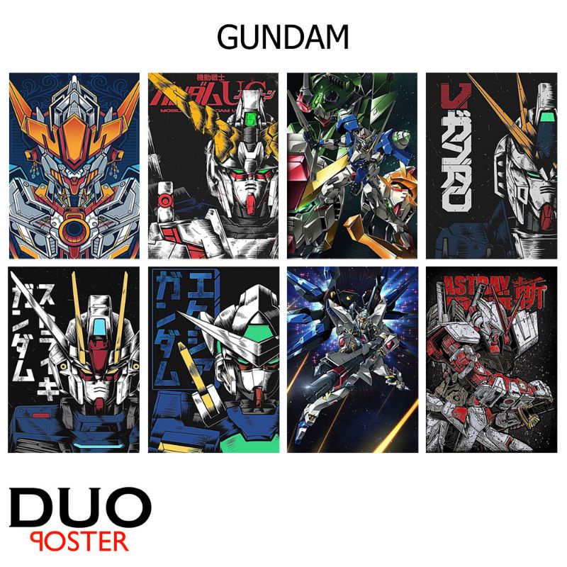 poster dinding Gundam poster anime Gundam paket 8pcs