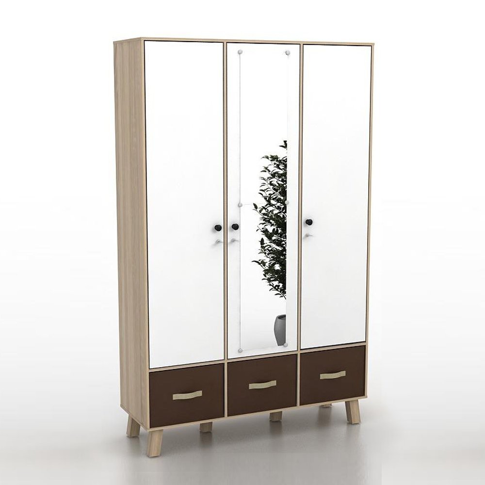 Metropolis Lemari Pakaian 3 Pintu SONOMA OAK - WHITE ARNOR WD3 Bagus