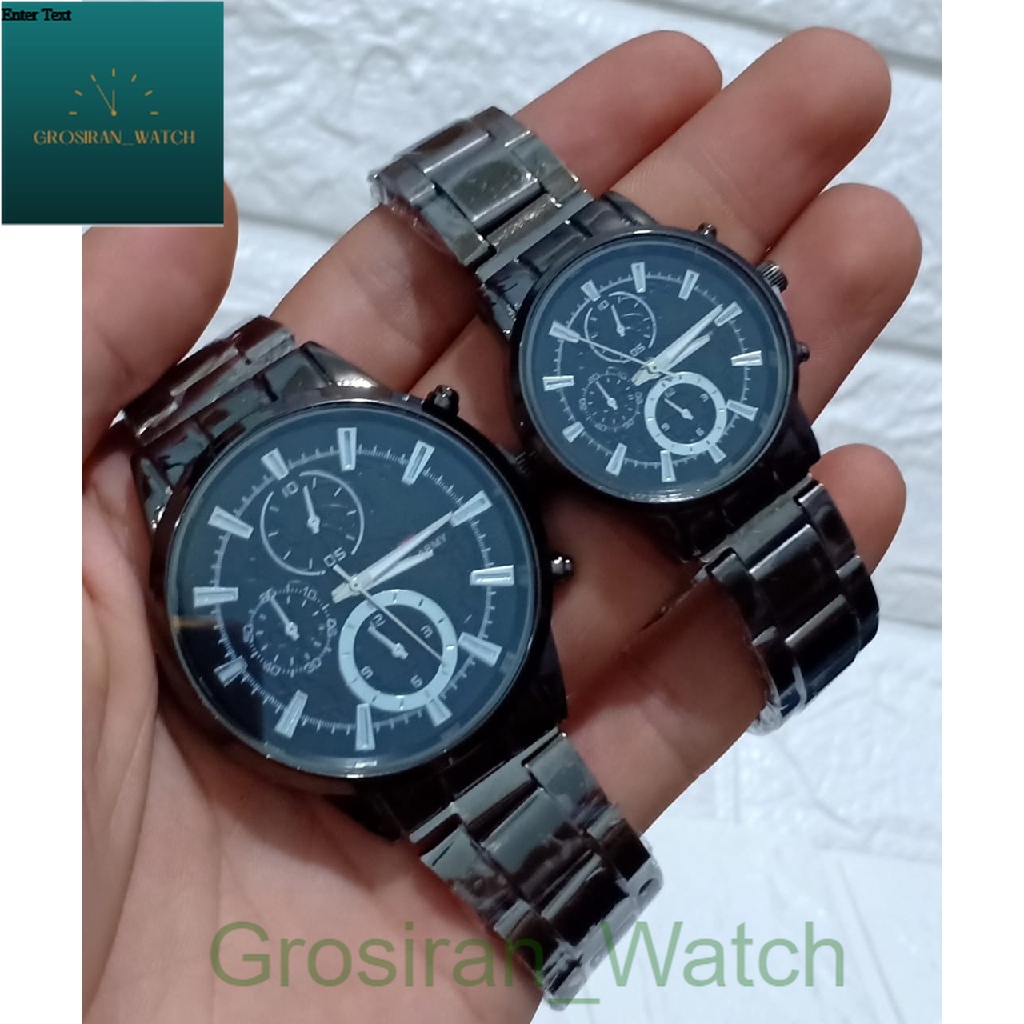 Jam Tangan Couple/Pria/Wanita Rantai Steel ST-18 Crono Hiasan [G_W]