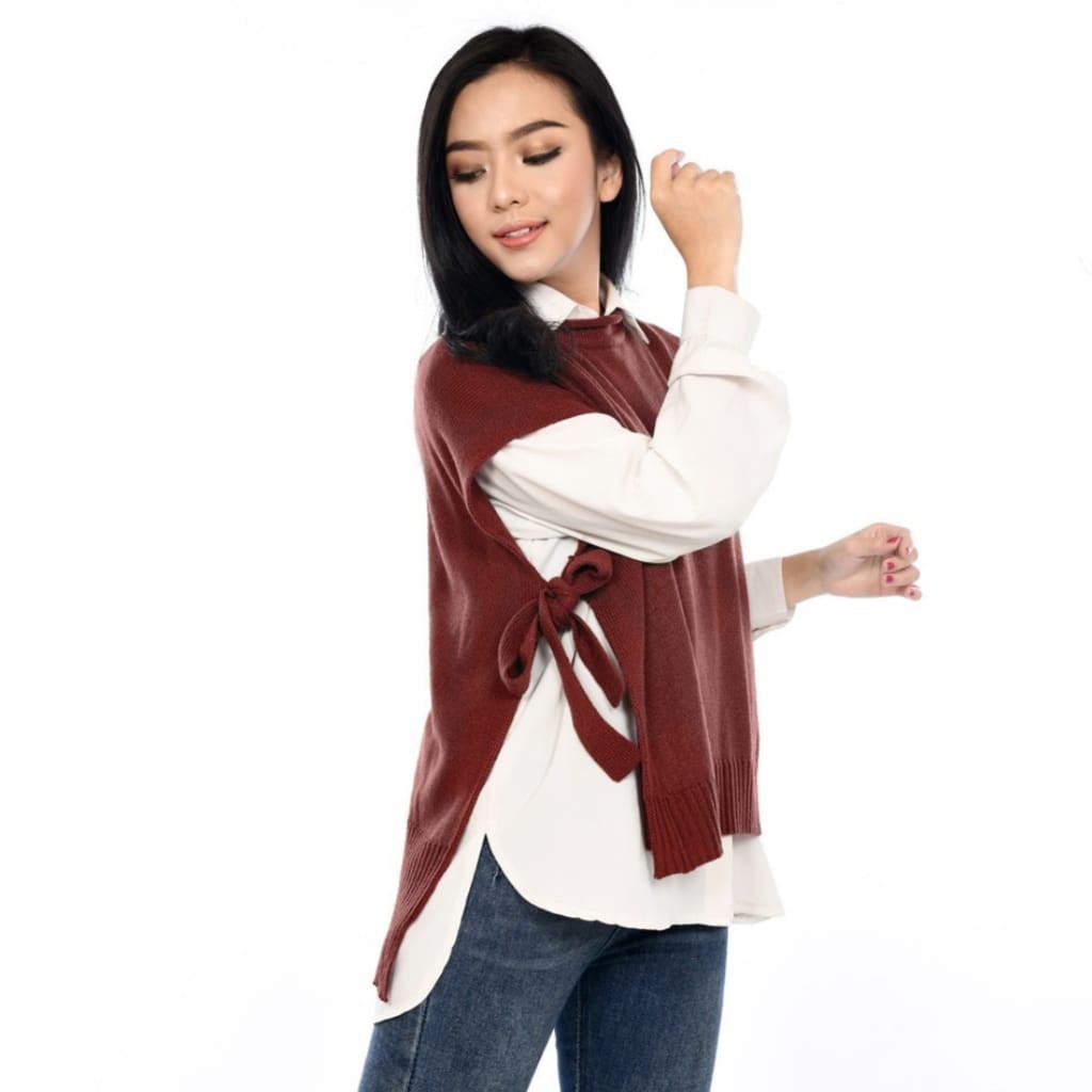 LILI VEST ROMPI TALI RAJUT KOREA WANITA OUTER KNIT KEKINIAN TERBARU